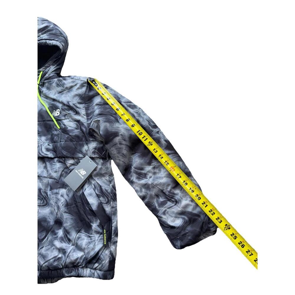 New Balance Men's Small Hooded Puffer Jacket Gray Swirl NWT Wind Water Resistant - Picture 4 of 5